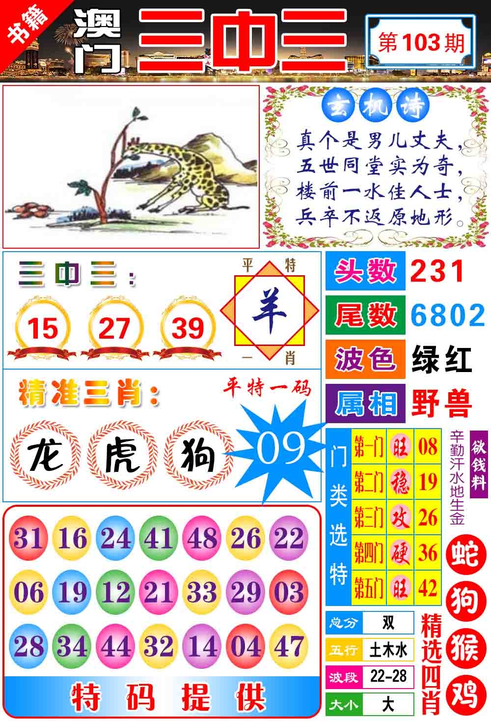 103期澳门宝典三中三[图]